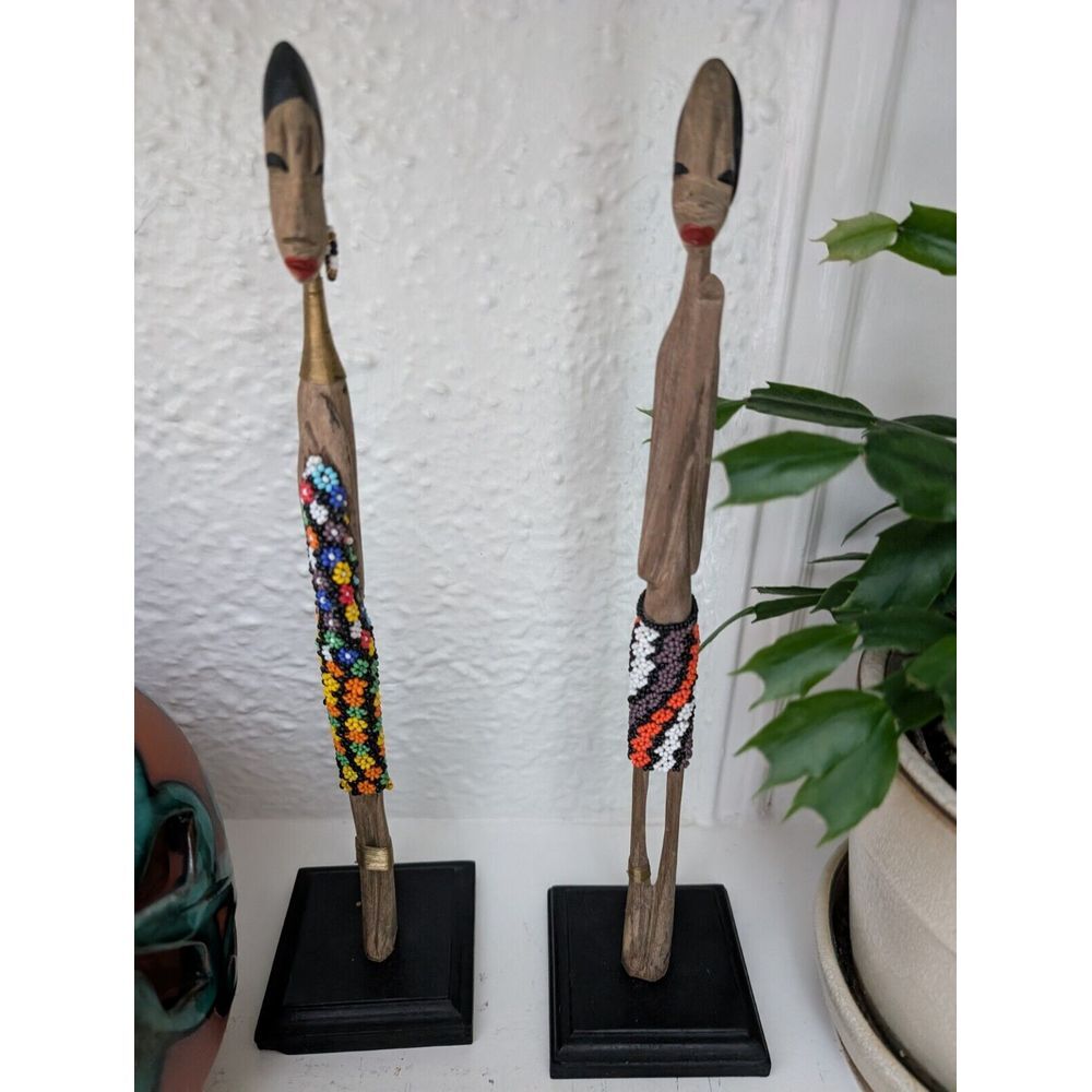 Hand Carved Wooden Maasai Sculptures from Africa - Male&Female - Original - Wood
